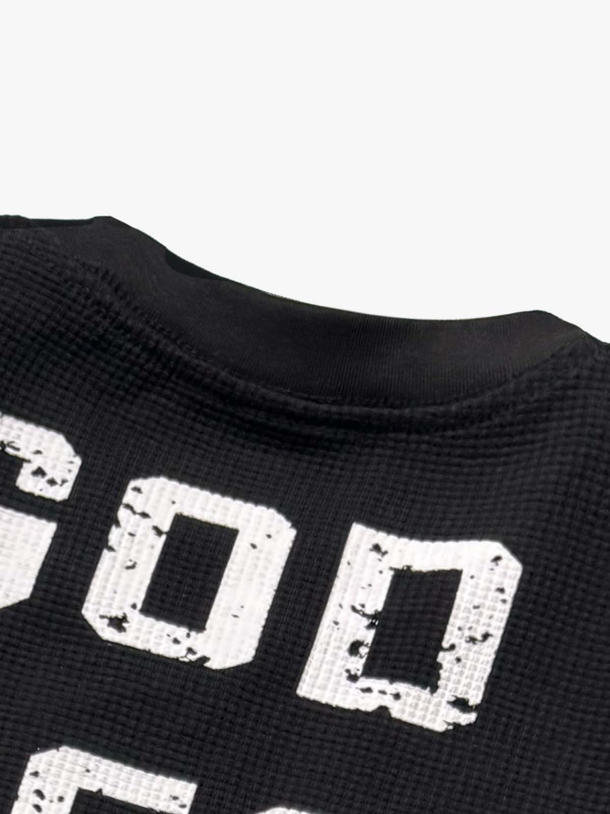 Street Cross Lettering Print Long-Sleeved T-Shirt 