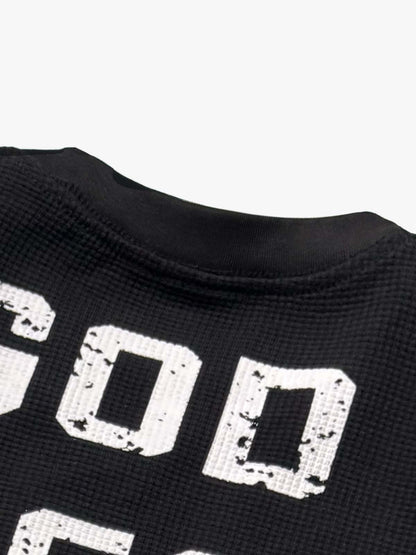 Street Cross Lettering Print Long-Sleeved T-Shirt 