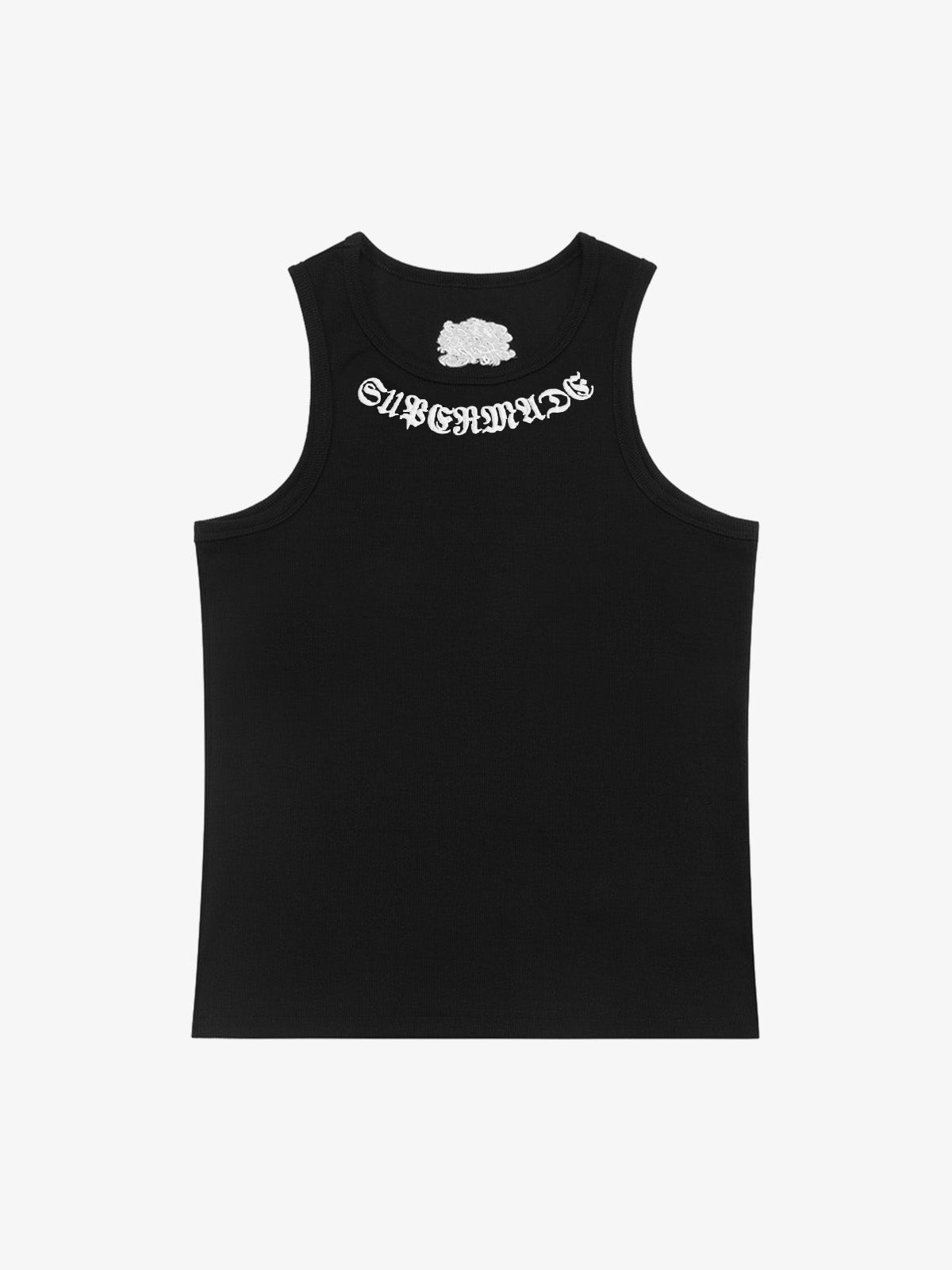 Gothic Lettering Embroidered Ribbed Vest - 2522 
