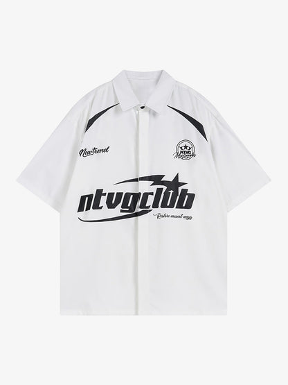 Racing Style Oversized Short Sleeve Shirt 