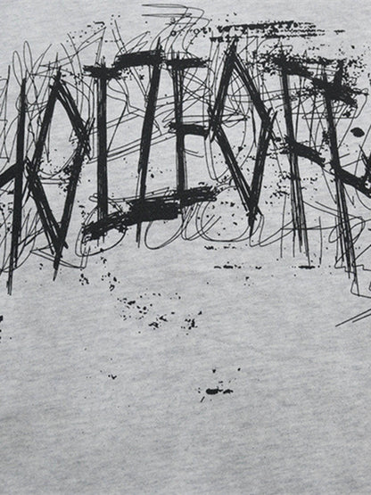 Dark Letter Distressed Short-sleeved T-shirt 