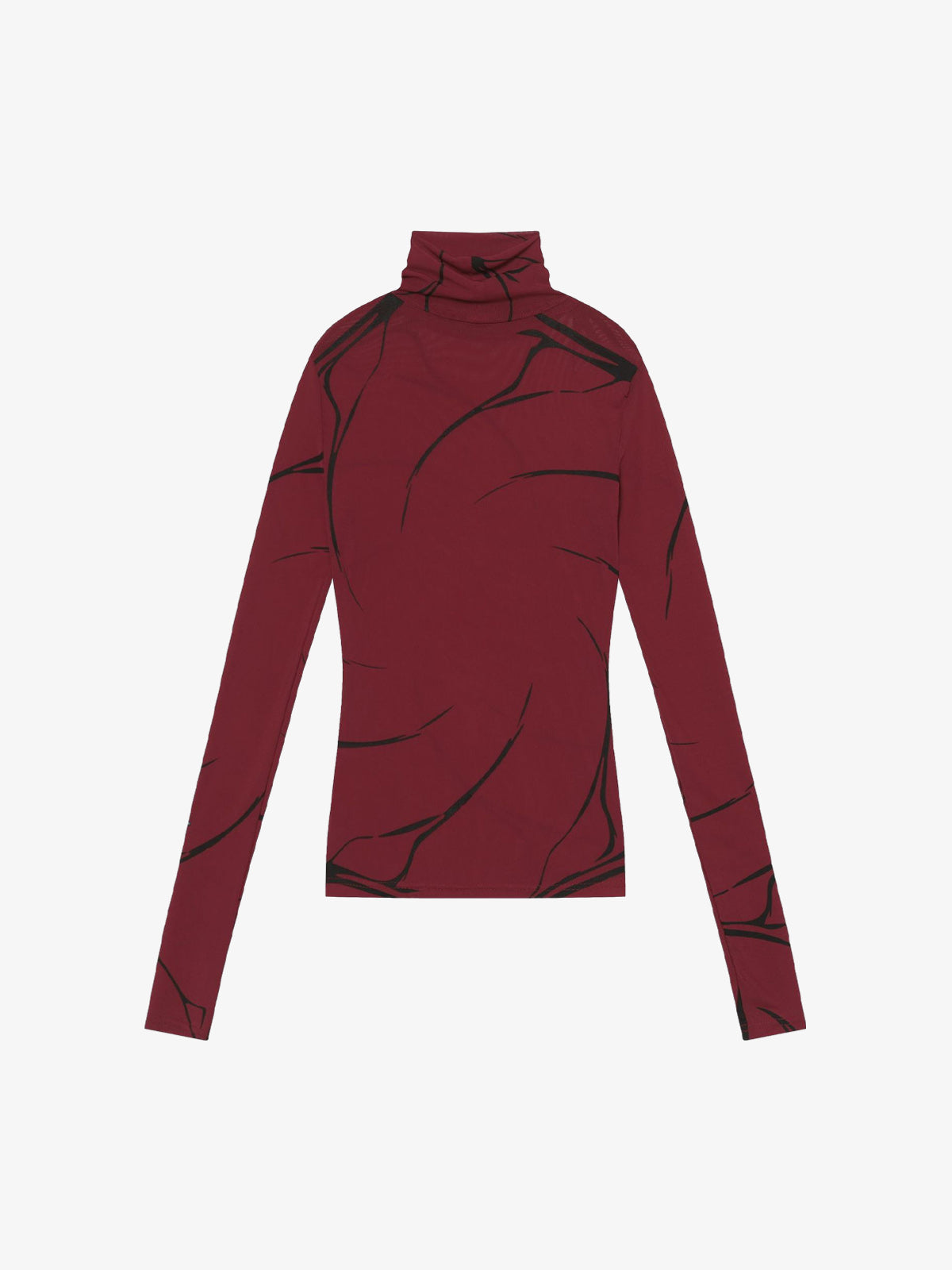 Dark Style Printed Slim Mesh Long-sleeved T-shirt 