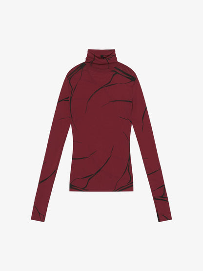 Dark Style Printed Slim Mesh Long-sleeved T-shirt 