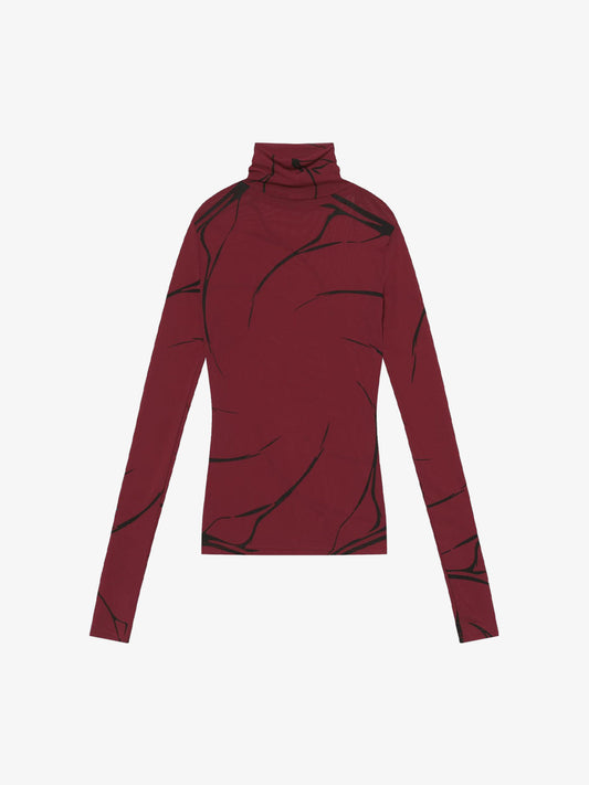 Dark Style Printed Slim Mesh Long-sleeved T-shirt 
