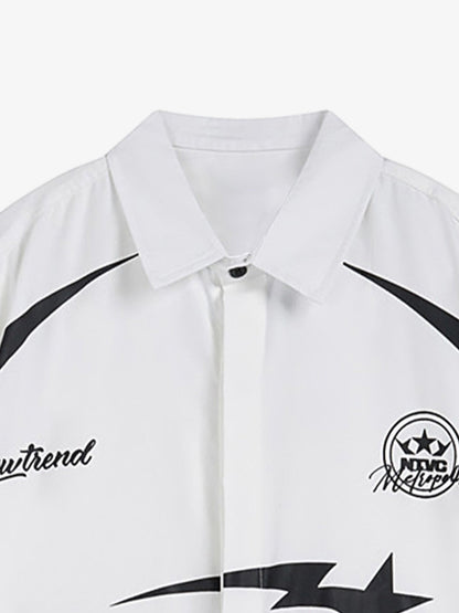 Racing Style Oversized Short Sleeve Shirt 
