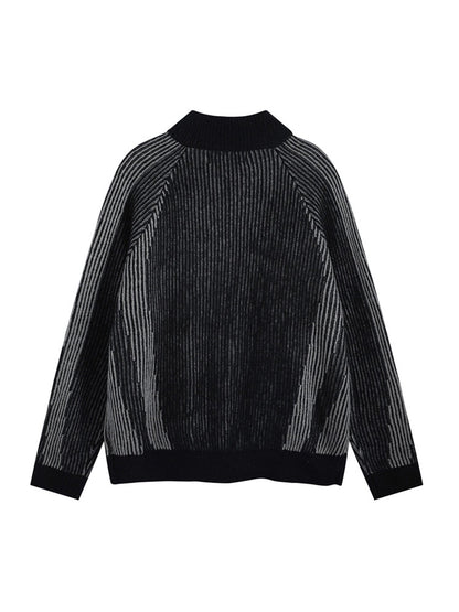 Thesupermade Stand Collar Cardigan Zip Up Sweater 