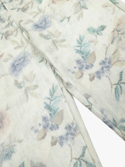 Vintage Floral Print Straight Jeans 
