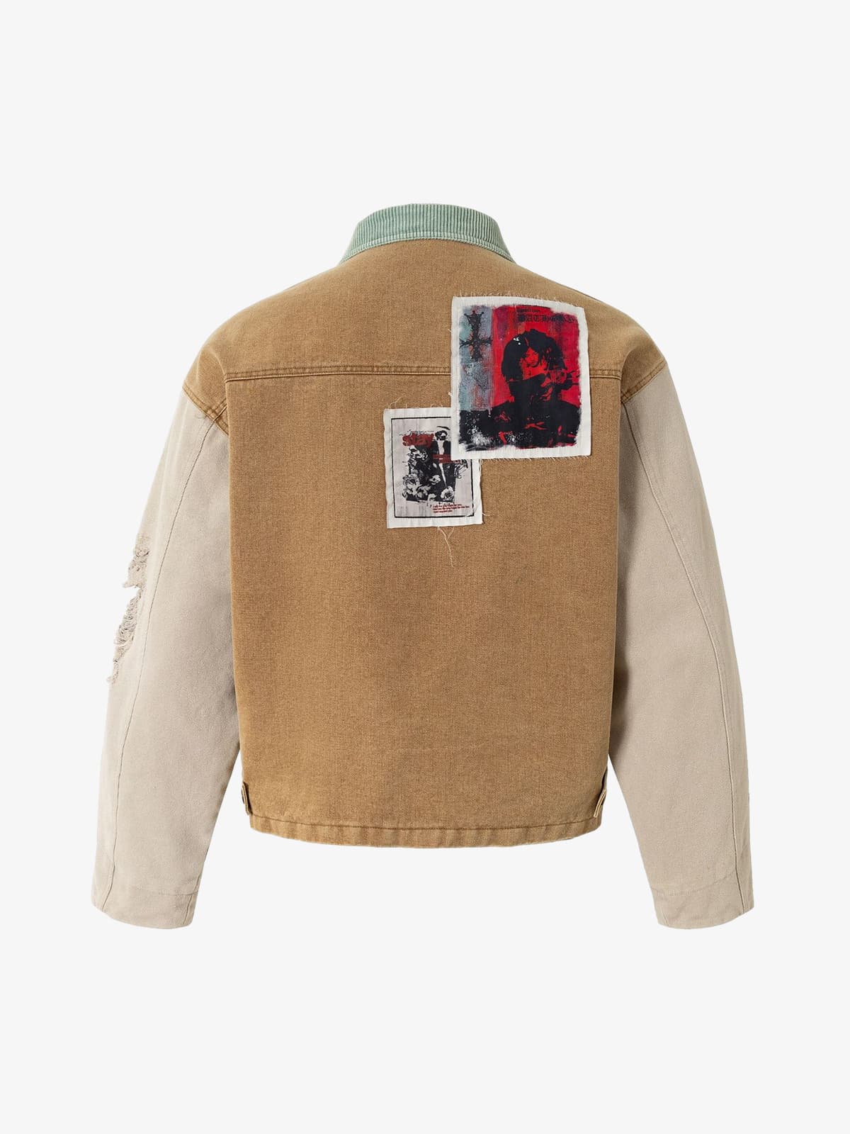 Punk Retro Collage Print Distressed Heavy Jacket 