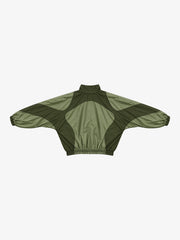 Graphic Print Batwing-Sleeve Nylon Track Jacket