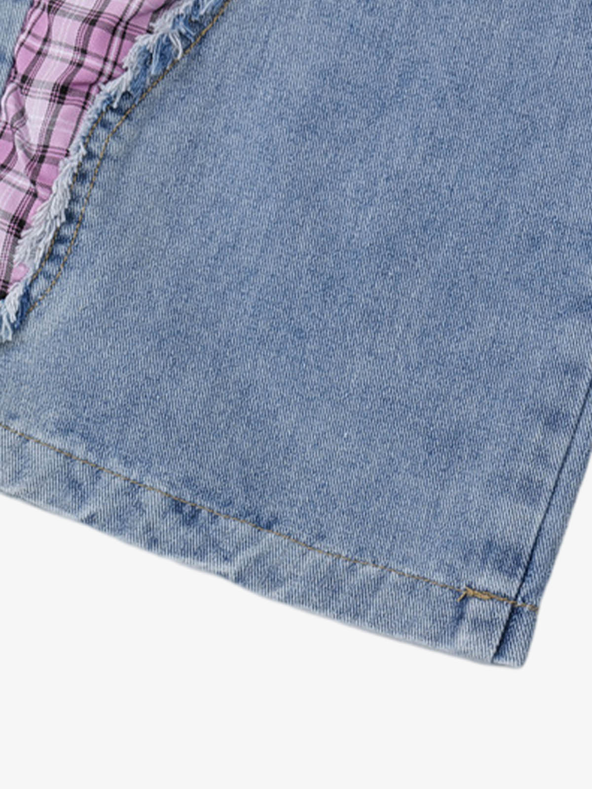 Street Ripped Plaid Bow Jeans 