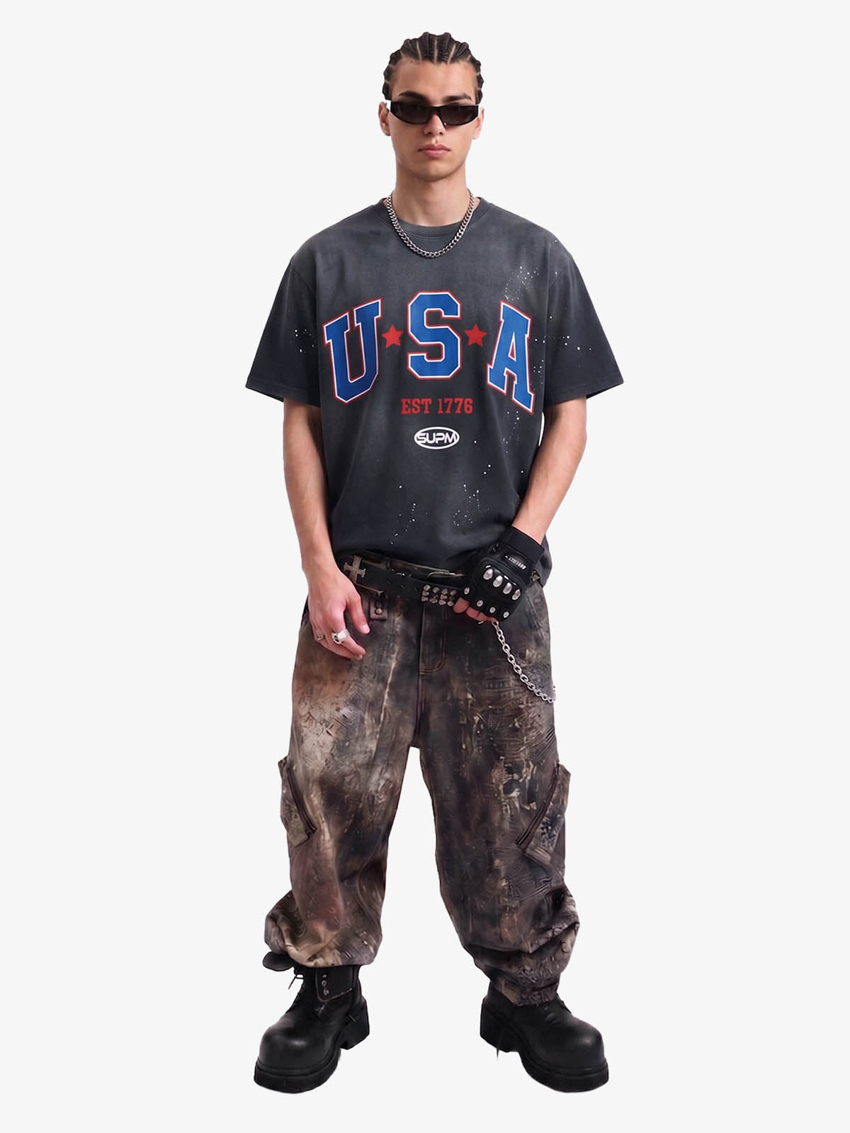 USA Graphic Splatter Washed T-Shirt 