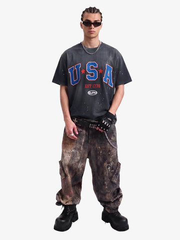 USA Graphic Splatter Washed T-Shirt 