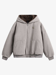 Thesupermade Fur Hooded Zip Up Quilted Jacket - 2510 