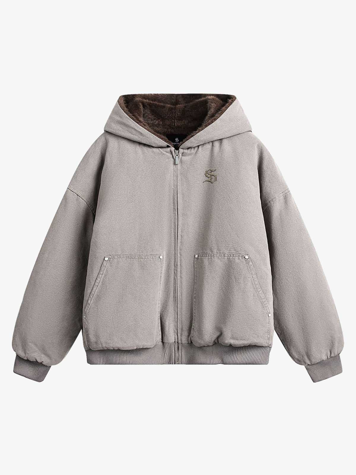 Thesupermade Fur Hooded Zip Up Quilted Jacket - 2510 