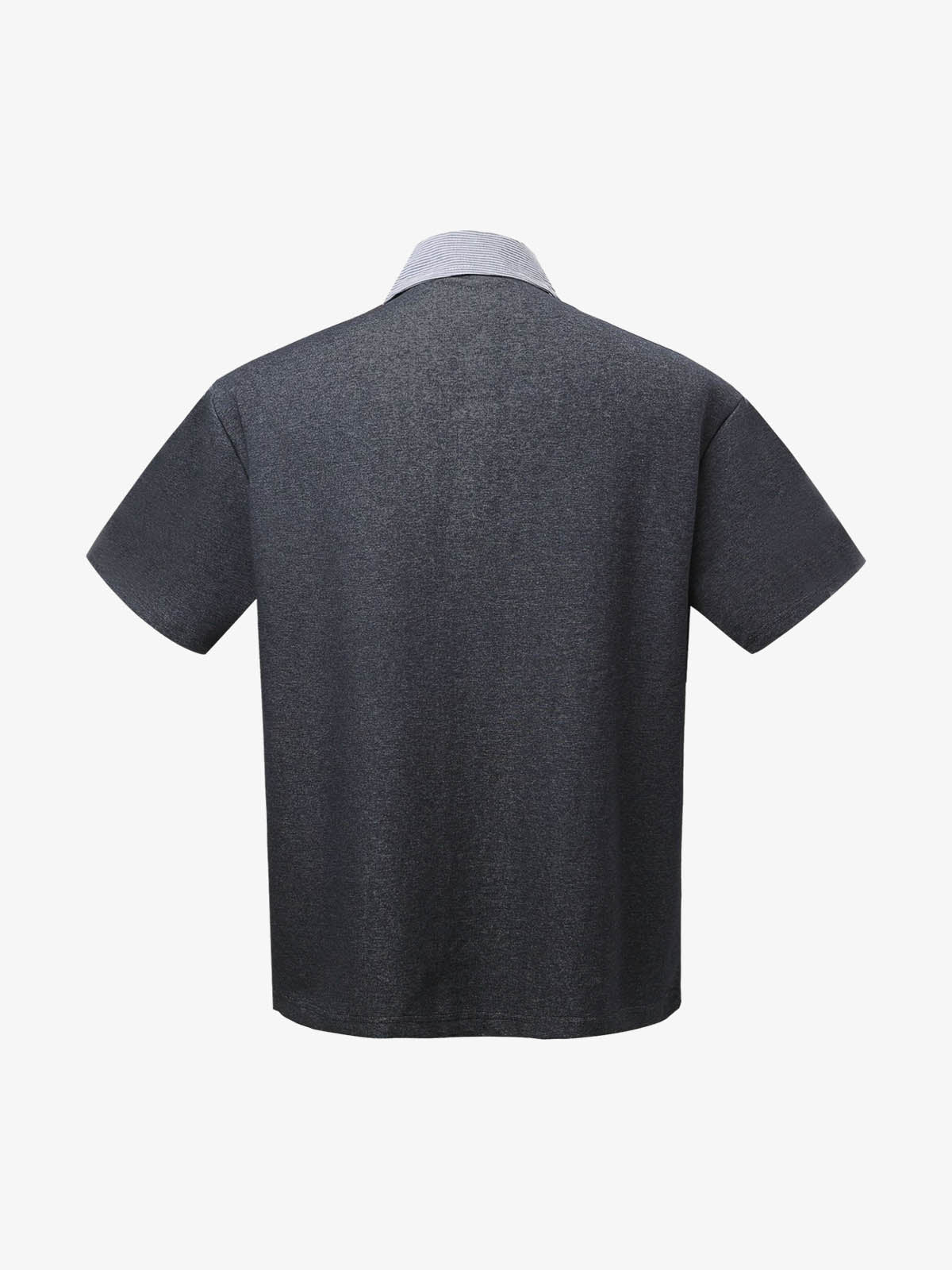 Retro Deconstructed Patchwork Striped Lapel T-shirt 
