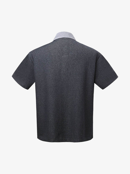 Retro Deconstructed Patchwork Striped Lapel T-shirt 
