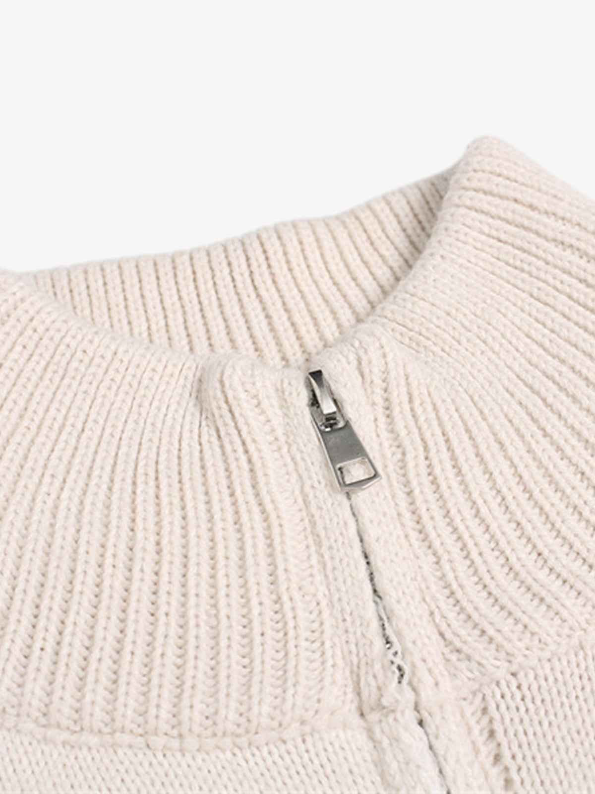 Heavy Cut Turtleneck Cardigan Zipper Sweater 