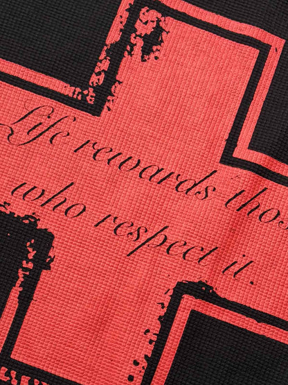 Street Cross Lettering Print Long-Sleeved T-Shirt 