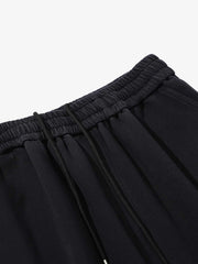 French Terry Distressed Gradient Drawstring Wide Leg Pants 