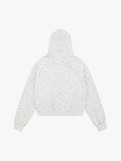 Street Hip-Hop Rhinestone Cropped Zip Up Hoodie 