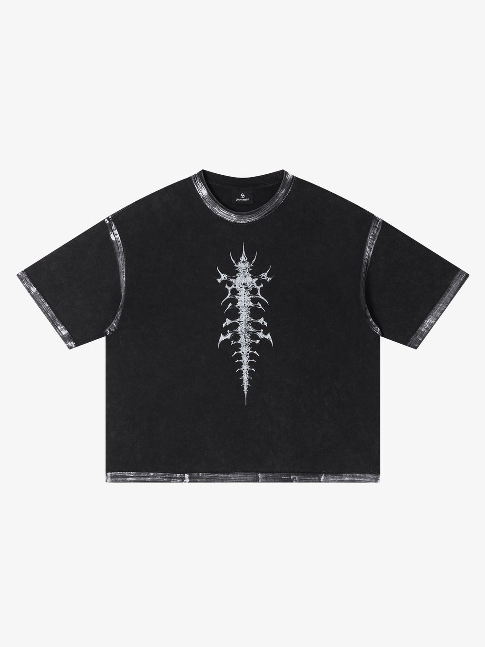 Thesupermade T-Shirt mit Used-Look-Skelett-Grafik und kastenförmiger Passform