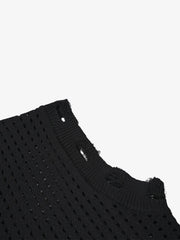Distressed Jacquard Mesh Knit Vest