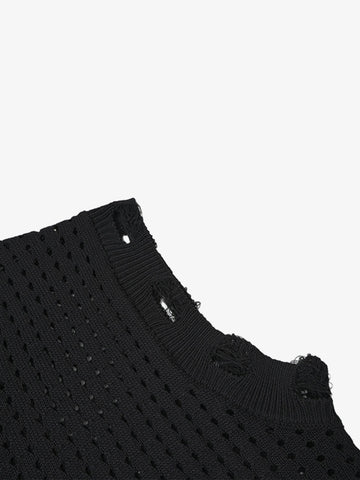 Distressed Jacquard Mesh Knit Vest