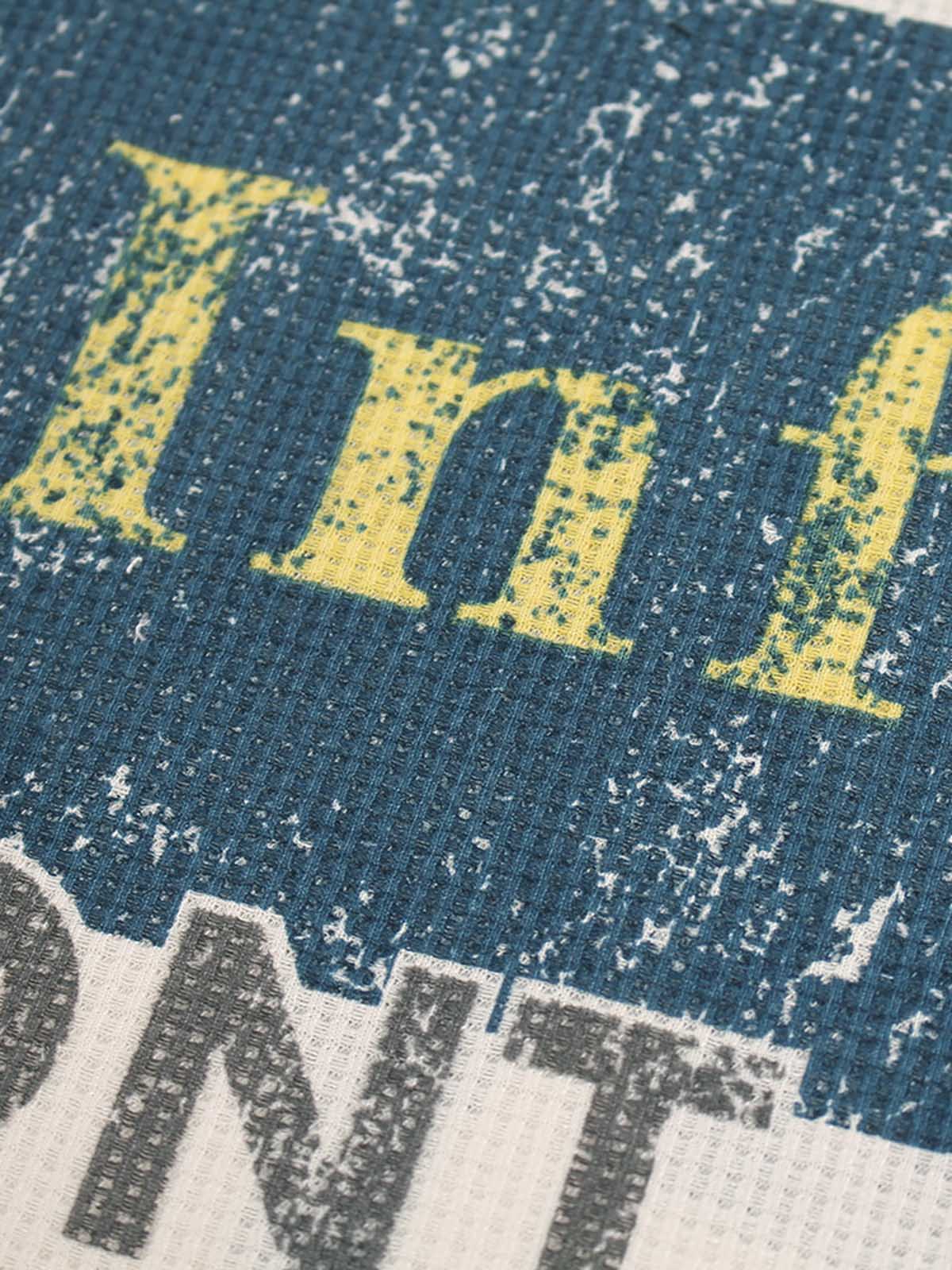 Waffle Knit Graphic Print Crewneck Sweatshirt - 2496 