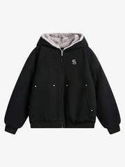Thesupermade Fur Hooded Zip Up Quilted Jacket - 2510 