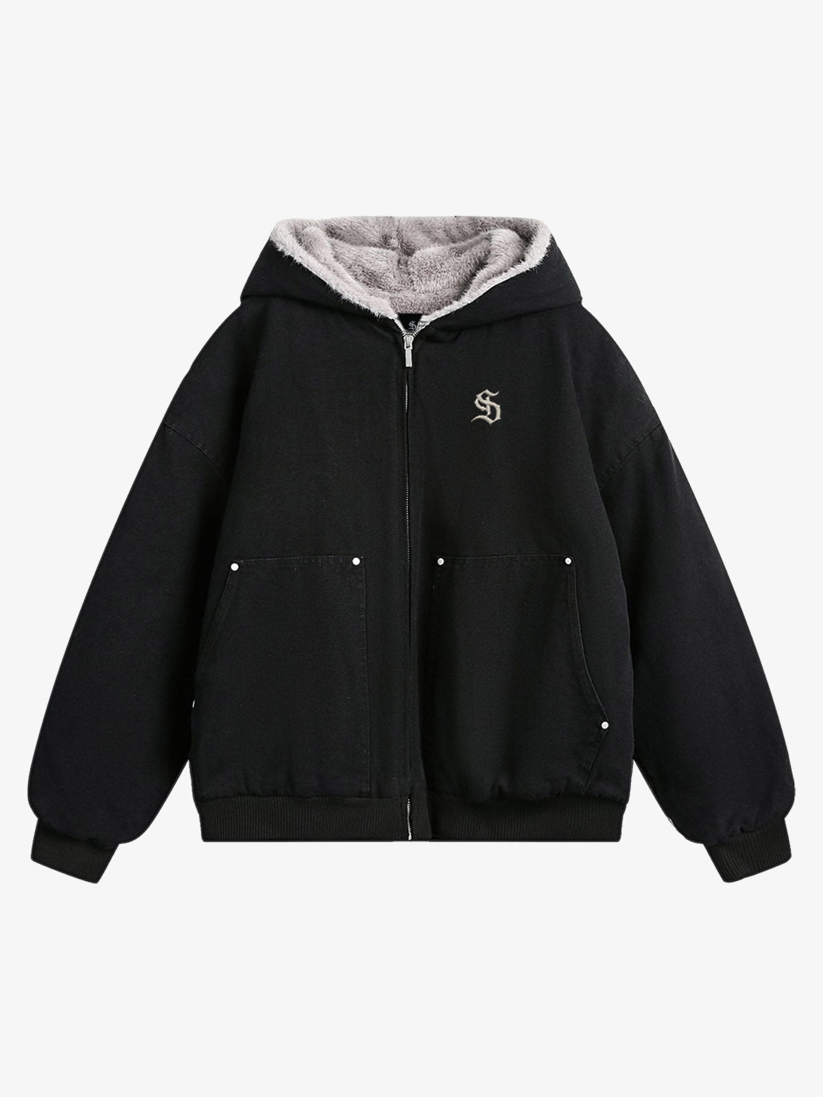 Thesupermade Fur Hooded Zip Up Quilted Jacket - 2510 