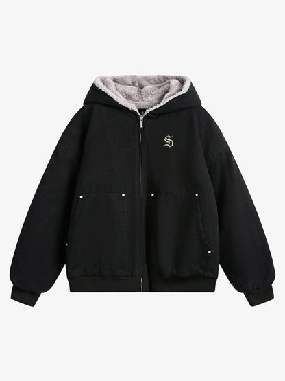 Thesupermade Fur Hooded Zip Up Quilted Jacket - 2510 