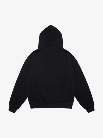 Letter Medal Embroidered Cardigan Fur Collar Zip Up Hoodie- 2502 