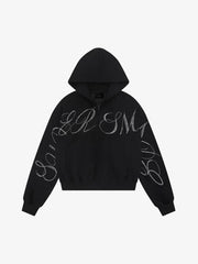 Street Hip-Hop Rhinestone Cropped Zip Up Hoodie 