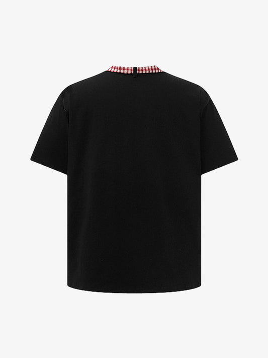 Street Plaid Tie Short Sleeve T-Shirt 