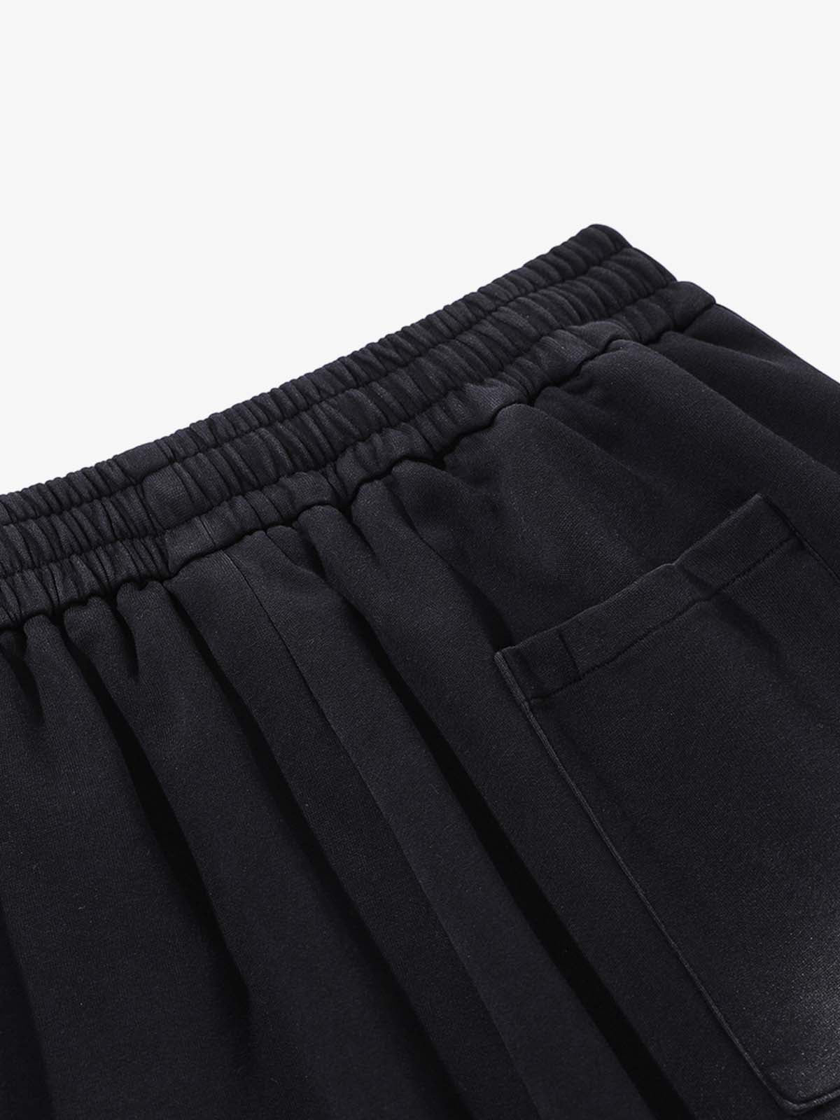 French Terry Distressed Gradient Drawstring Wide Leg Pants 