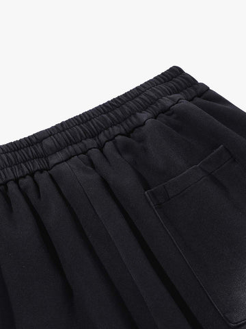 French Terry Distressed Gradient Drawstring Wide Leg Pants 