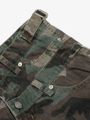 Retro Double Waist Camouflage Barrel Pants - 2555 