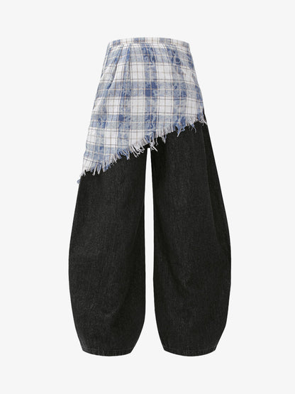 Stylish Wide-Leg Pants with Plaid Tie Belt - Perfect for Casual and Fashionable Looks 