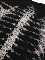 Sudadera con estampado de esqueleto y tejido gofrado - 2495