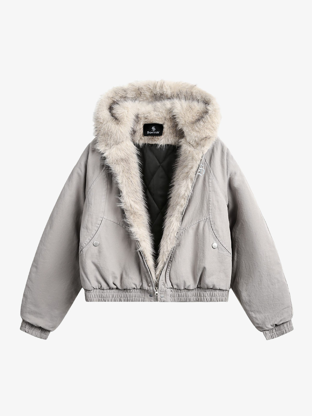 Spliced Fur Hooded Quilted Jacket 2285