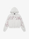 Street Hip-Hop Rhinestone Cropped Zip Up Hoodie 