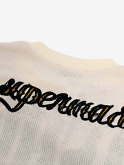 Retro Letter Print Waffle Simplicity Long-Sleeved T-Shirt - 2637 