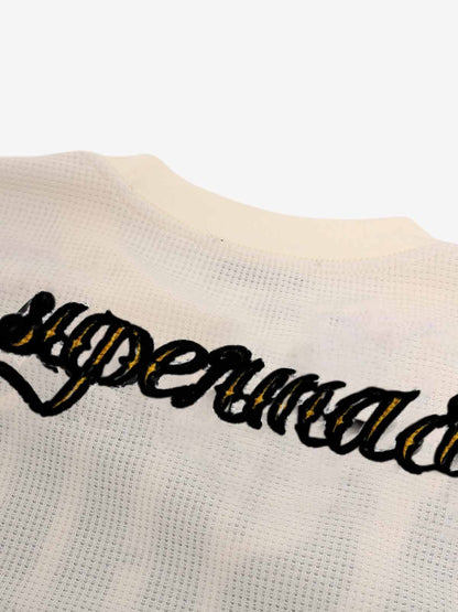 Retro Letter Print Waffle Simplicity Long-Sleeved T-Shirt 