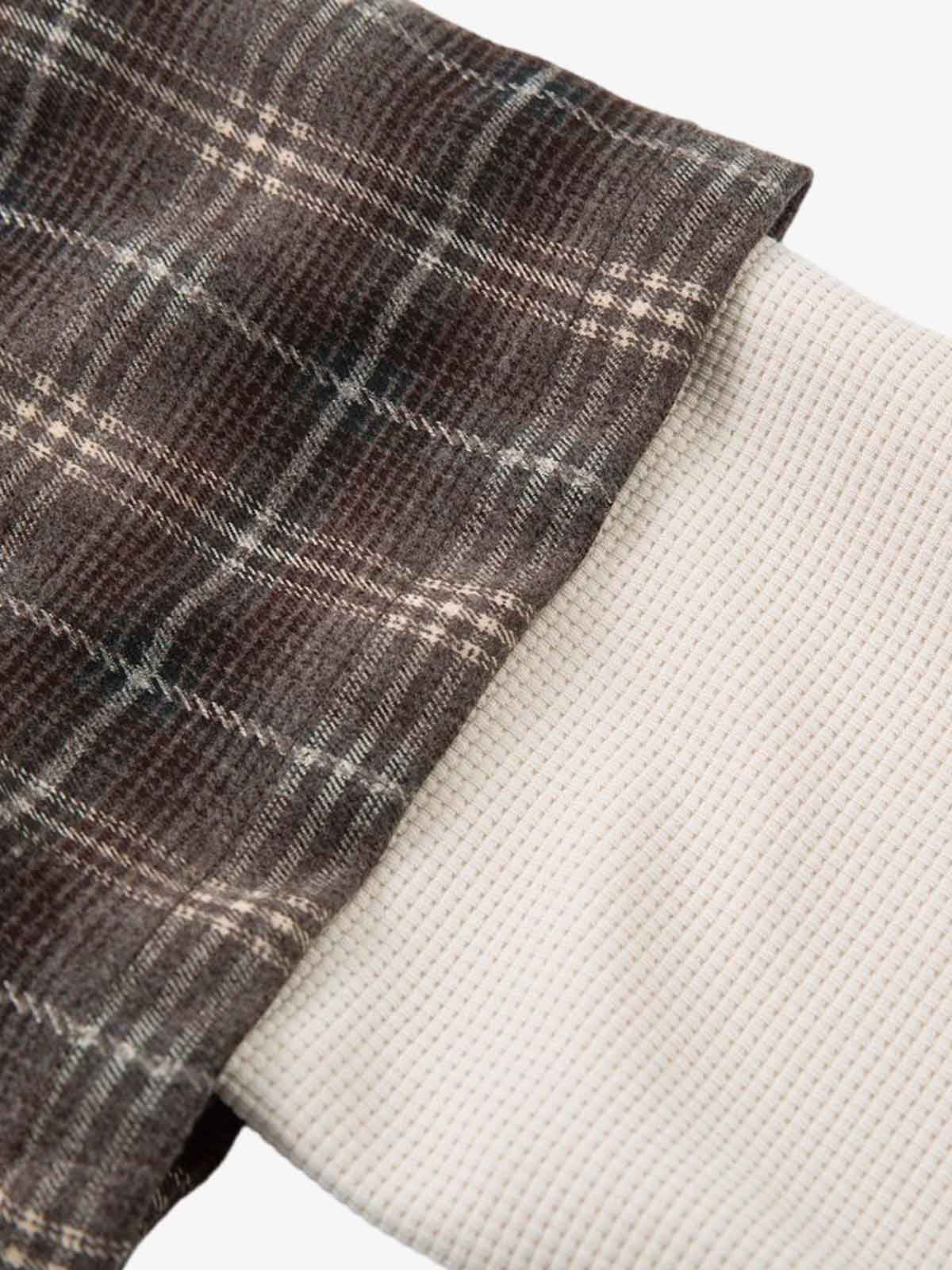 Cotton Street Distressed Plaid Faux Two-Piece Shirt 