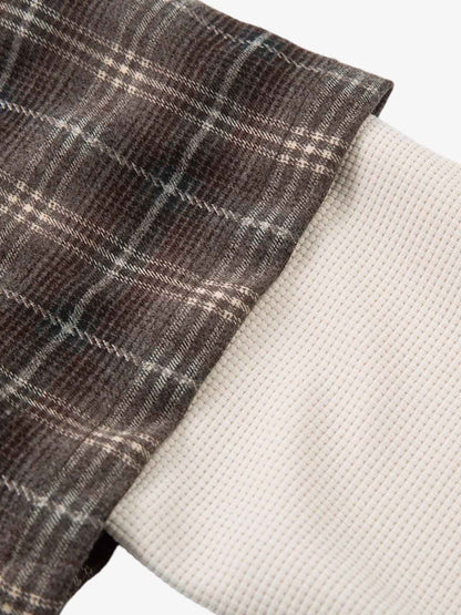 Cotton Street Distressed Plaid Faux Two-Piece Shirt 