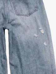 Anti-War Graphic Washed Distressed Blue Jeans