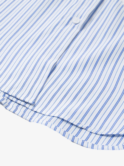 Retro Contrast Flocked Striped Long Sleeve Shirt 