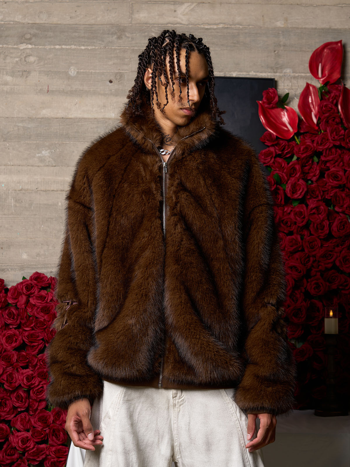 Supermade Embroidered Luxury Faux Fur Jacket 