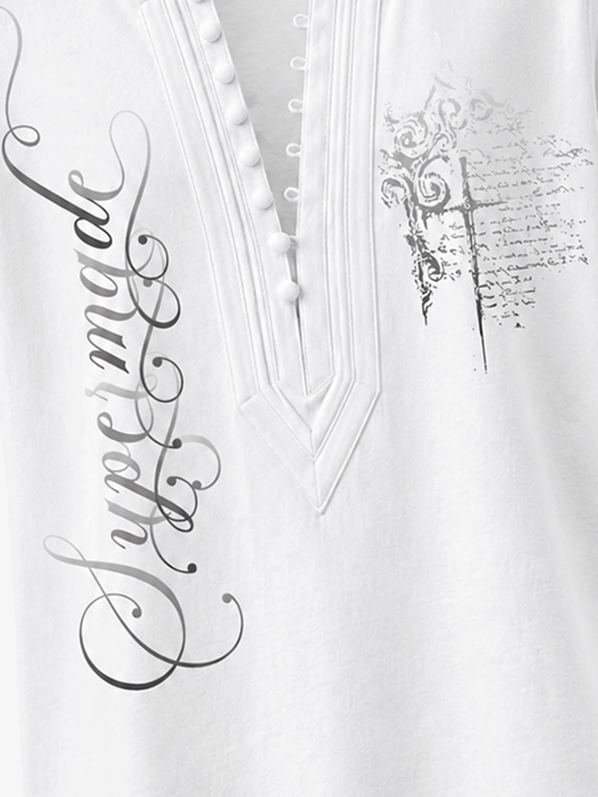Irregular V-Neck Graphic T-Shirt