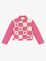 Paneled Multi-Zip Cropped Leather Jacket